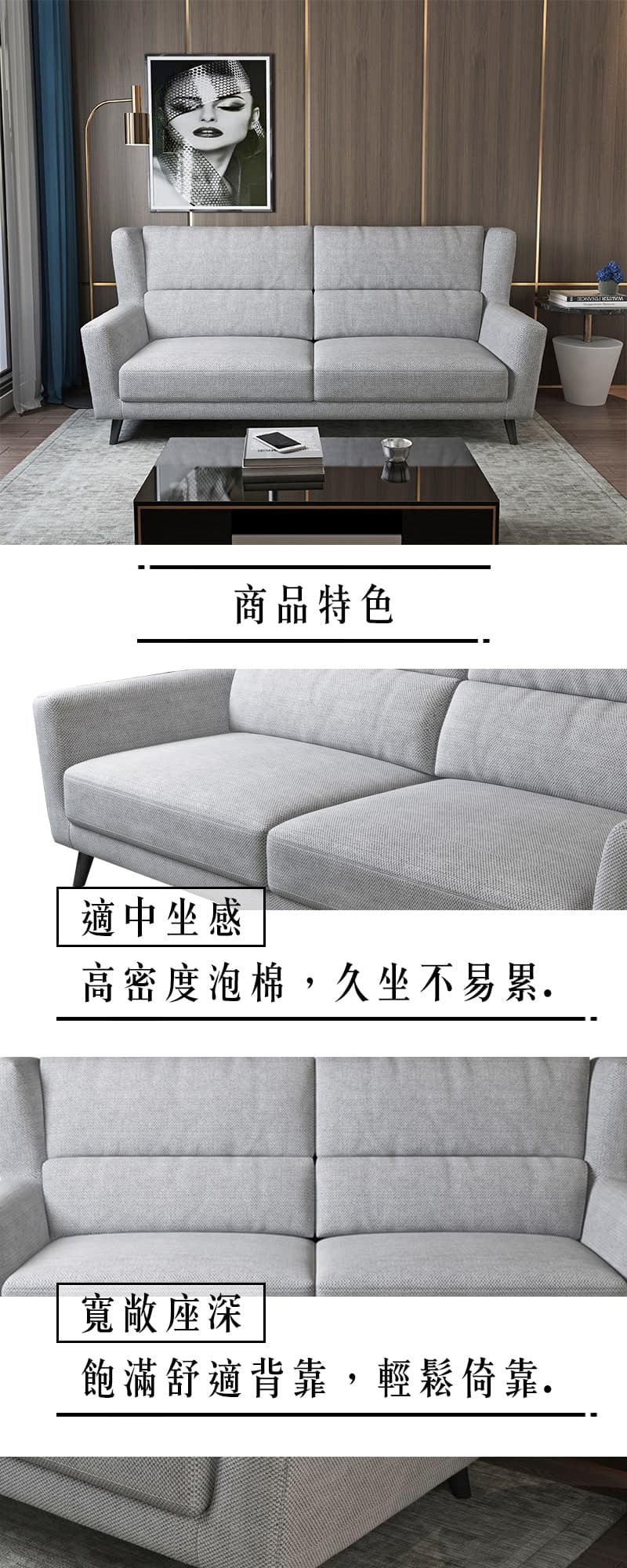 Gordon高登|三人座貓抓皮沙發 商品說明 1