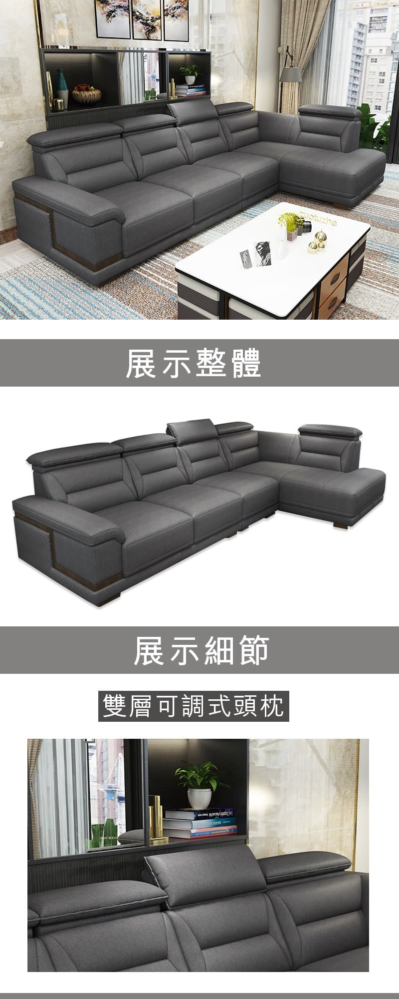 Ron羅恩|L型貓抓皮沙發 商品說明 1