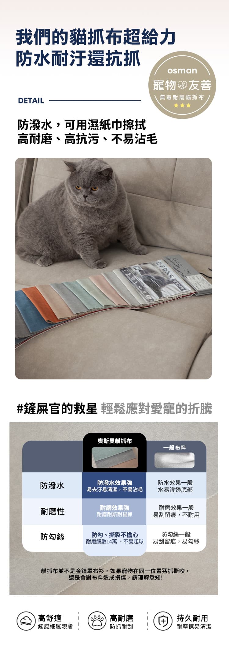 沃野|L型貓抓布沙發 商品說明 4